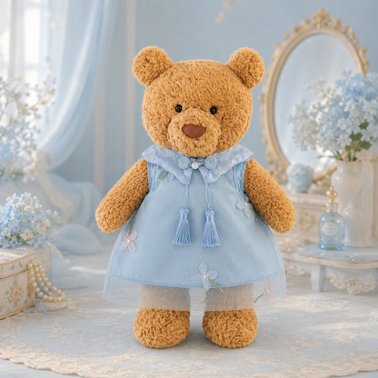 Blue Fringe Tulle Dress for Bartholomew Bear Plush – 14-Inch Outfit