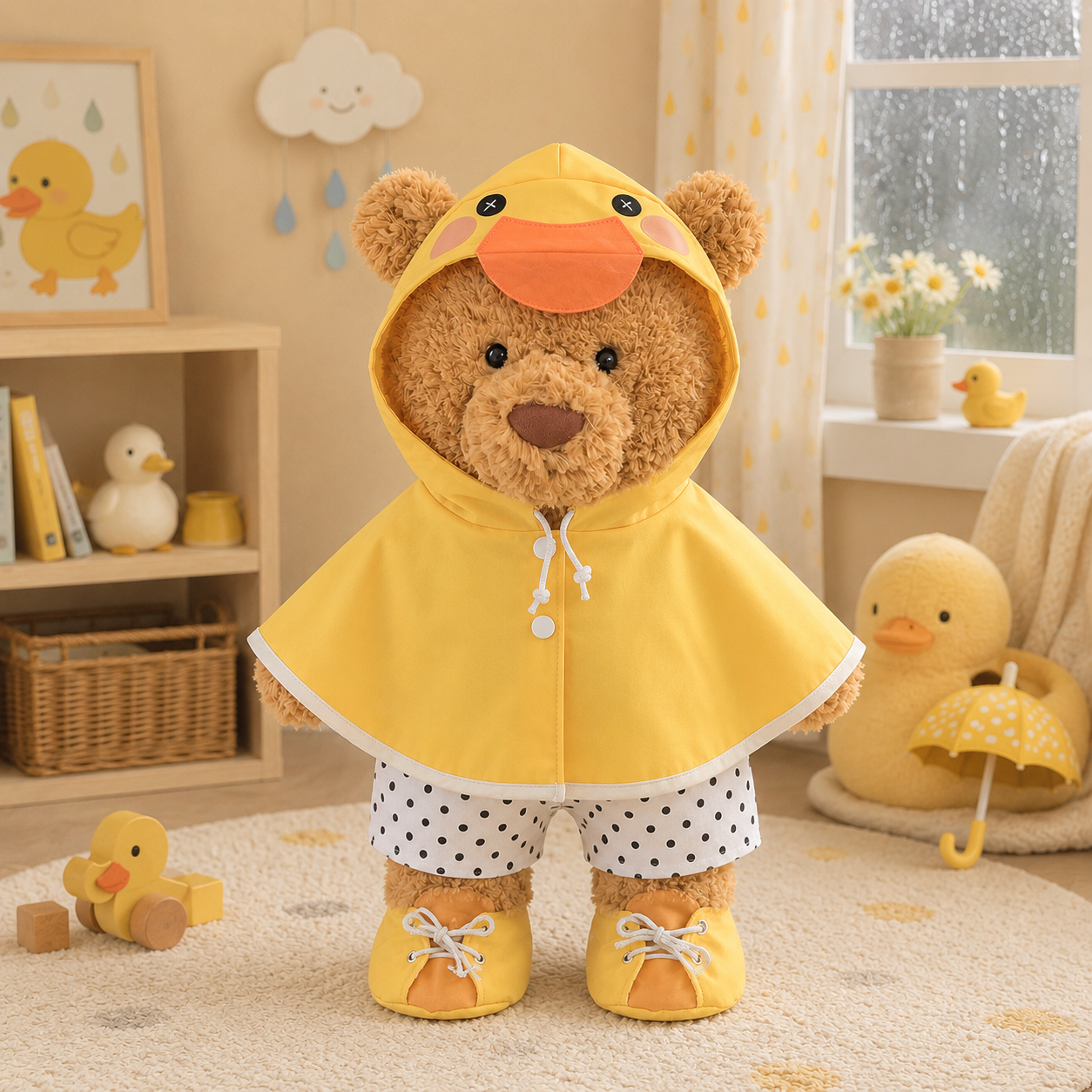 Large Bartholomew Bear & 16" Plush Clothes Outfit - Duck Raincoat Outfit Set