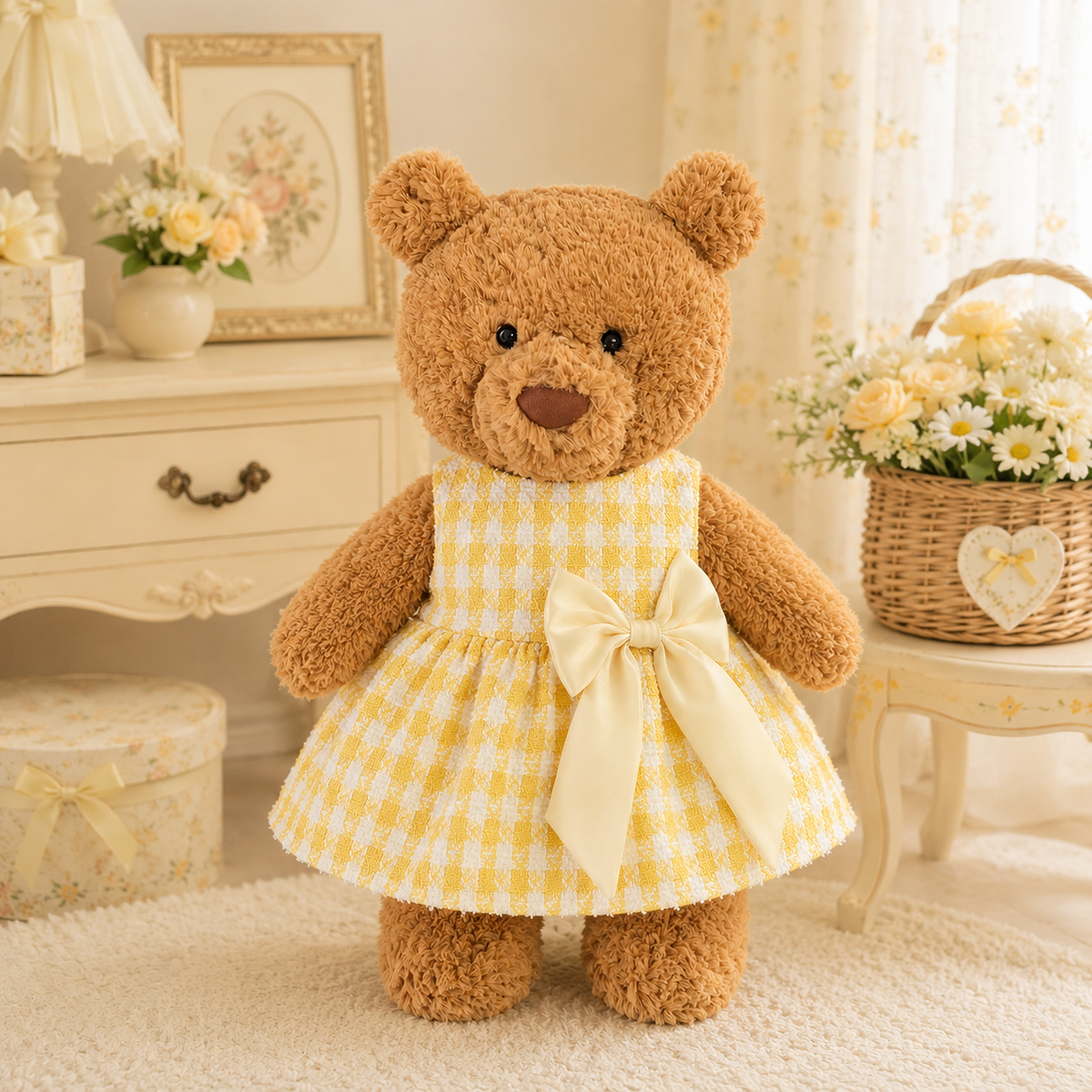 Yellow Tweed Dress for Bartholomew Bear Plush – 14-Inch Outfit