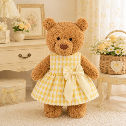 Yellow Tweed Dress for Bartholomew Bear Plush – 14-Inch Outfit