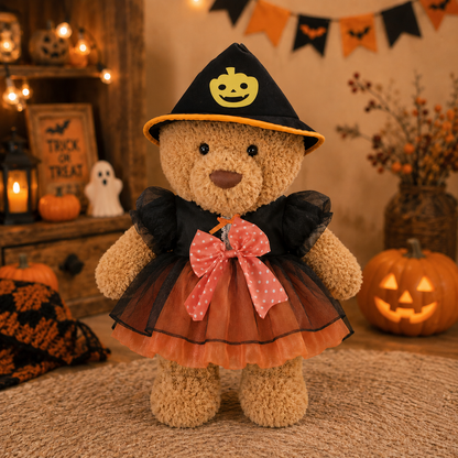 Pumpkin Hat Puffy Dress Outfit Set for Bartholomew Bear Plush – 14-Inch Outfit