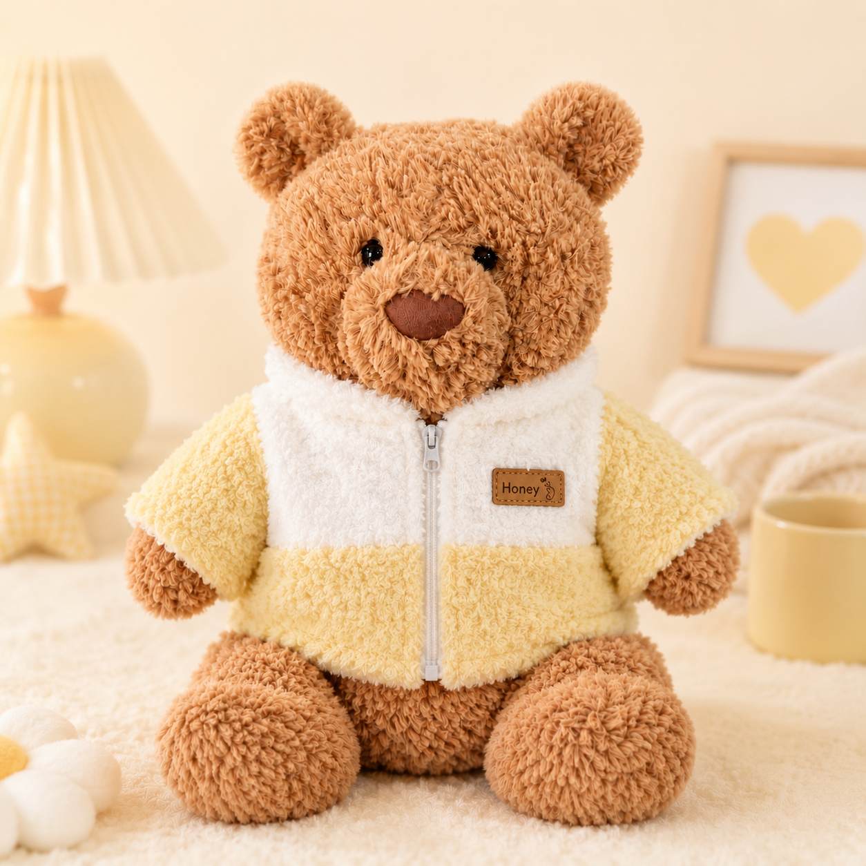 Large Bartholomew Bear & 16" Plush Clothes Outfit - Yellow & White Colorblock Jacket