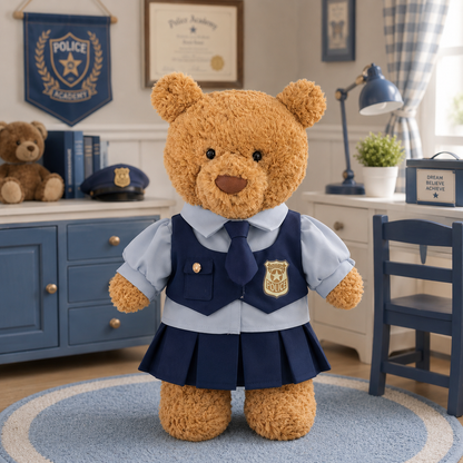 Bunny Officer Pleated Skirt Outfit Set for Bartholomew Bear Plush – 14-Inch Outfit