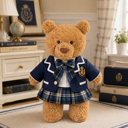 Navy Plaid Jk Uniform 3-Piece Outfit Set for Bartholomew Bear Plush – 14-Inch Outfit