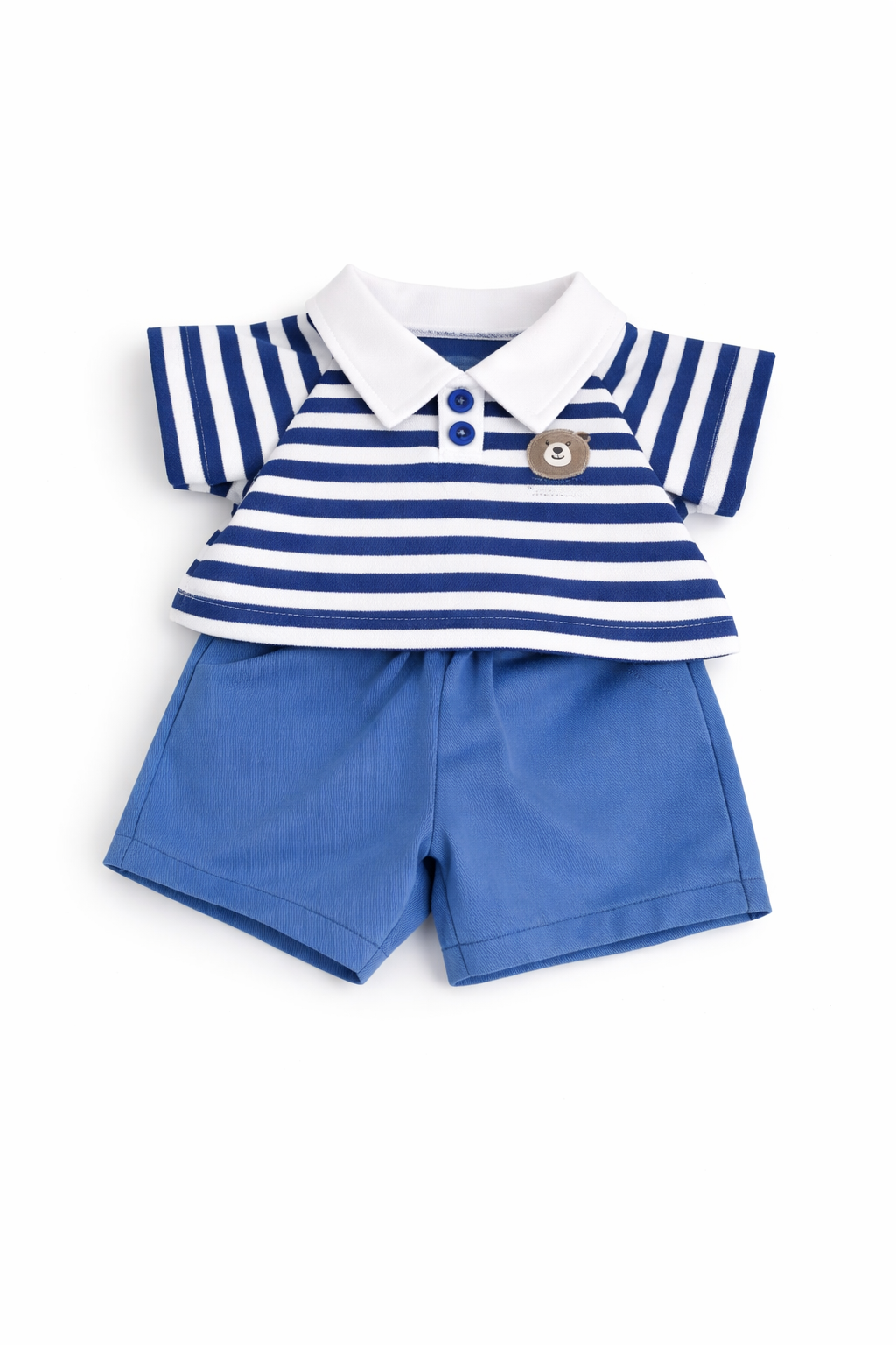 Bartholomew bear cute clothes outfits - Blue Striped Polo Outfit Set