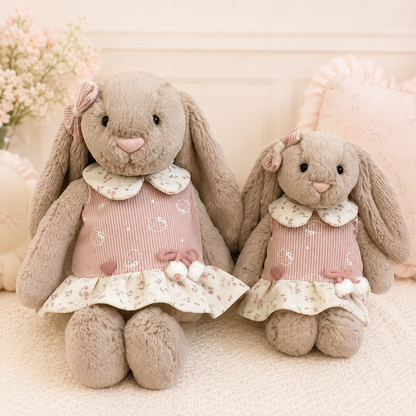 Bashful Bunny cute clothes outfits - Pink Rose Floral Dress with Bow