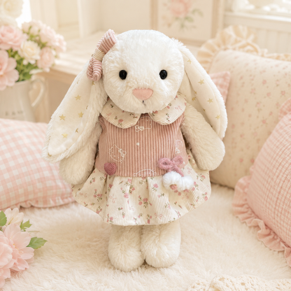Bashful Bunny cute clothes outfits - Pink Rose Floral Dress with Bow