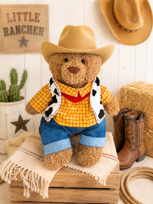 Large Bartholomew Bear clothes outfits - Western Cowboy Outfit Set with Hat