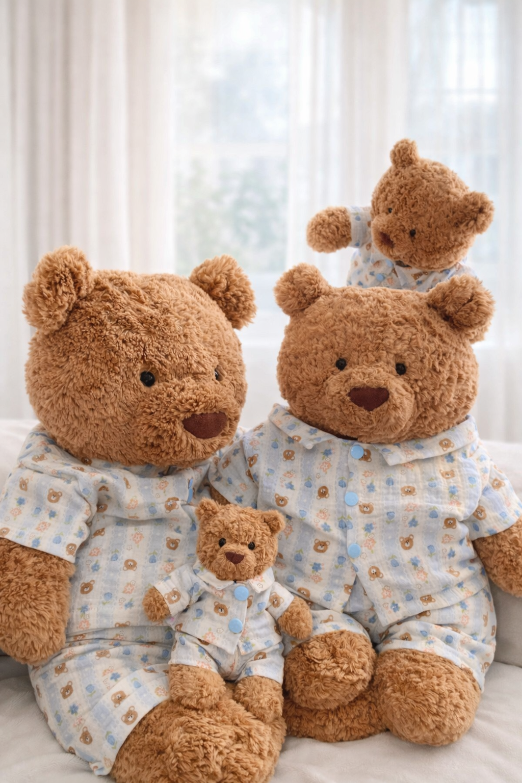 Niedliche Kleidung von Bartholomew Bear – Schlafanzug mit blauen Streifen – TTM02 (klein/mittel/groß/riesig)