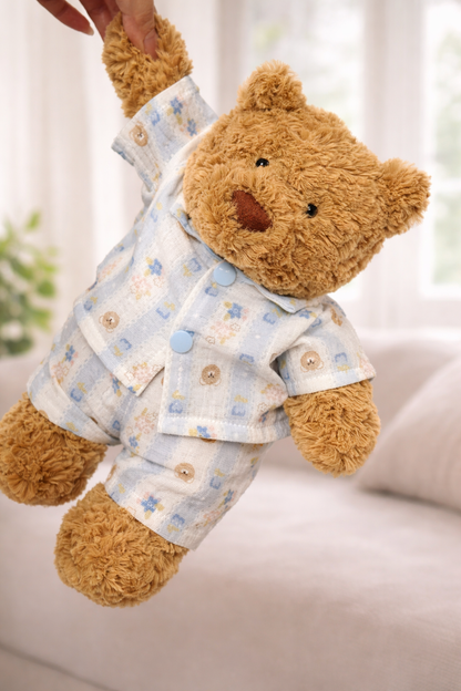 Niedliche Kleidung von Bartholomew Bear – Schlafanzug mit blauen Streifen – TTM02 (klein/mittel/groß/riesig)