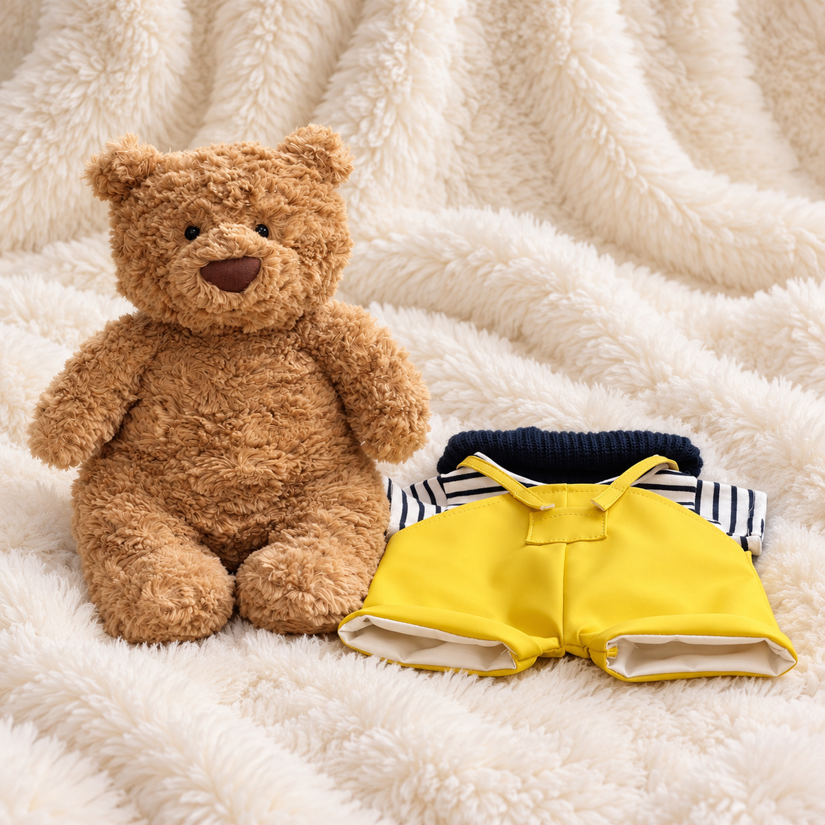 Seafarer Outfit with Yellow PU Overalls for Bartholomew Bear Plush – 10–16 Inch Outfit