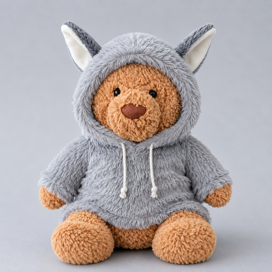 Gray Wolf Sweatshirt for Bartholomew Bear Plush – 14-Inch Outfit