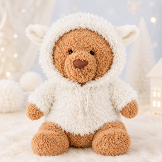 White Sheep Sweatshirt for Bartholomew Bear Plush – 14-Inch Outfit