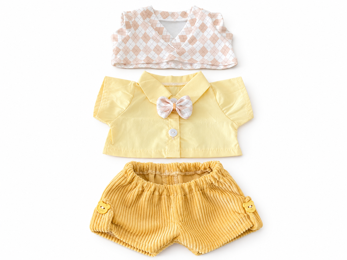 Yellow Preppy Outfit Set for Bartholomew Bear Plush – 7–16 Inch Outfit