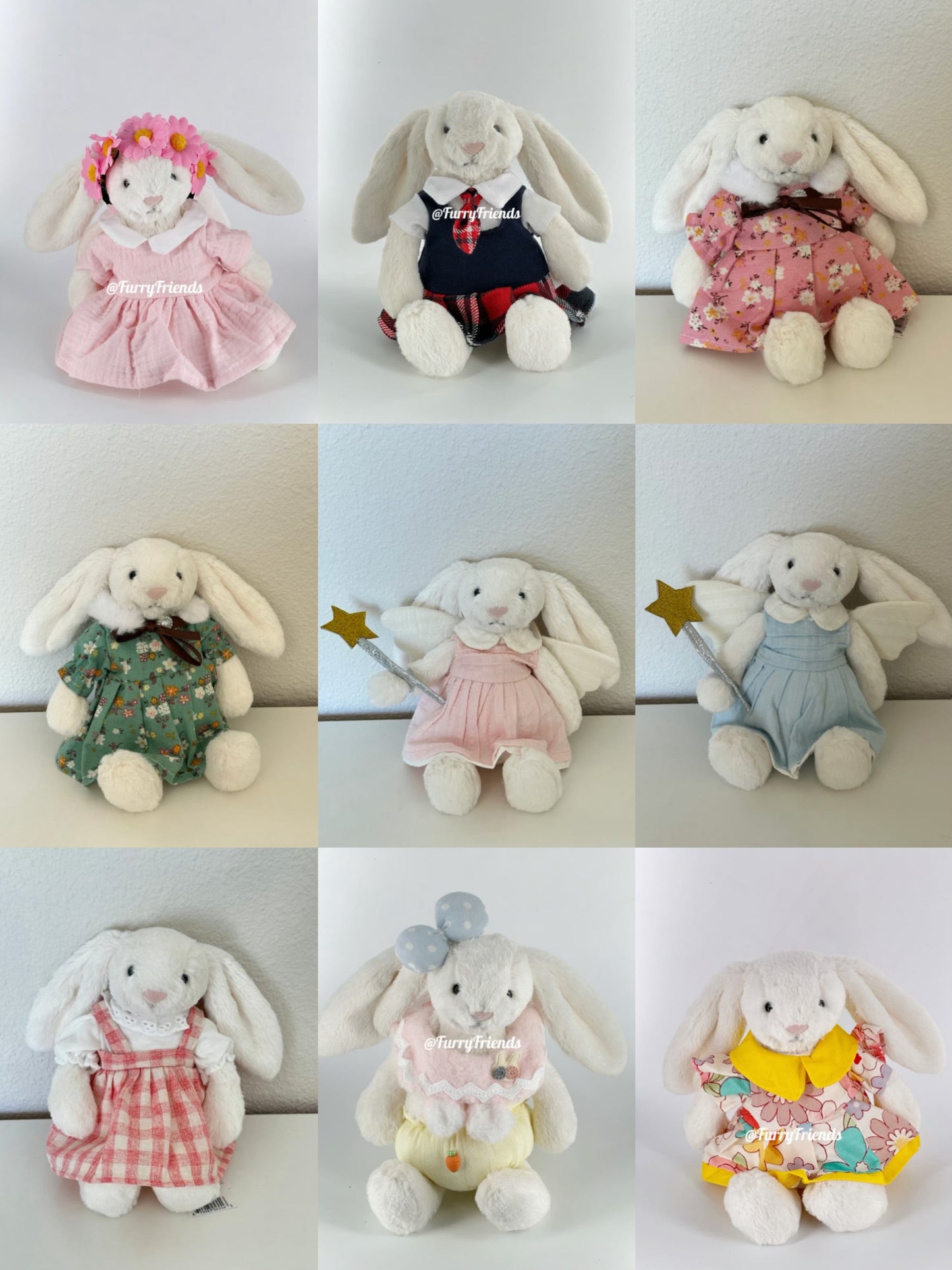 8inch jellycat small bashful bunny cute custom clothes outfits