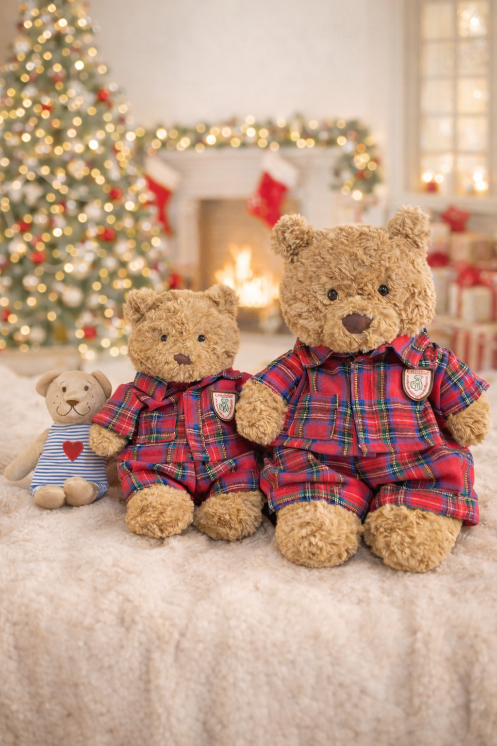 Christmas Red Bedtime Pajamas for Bartholomew Bear Plush – 10–22 Inch Outfit
