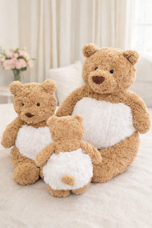 Fluffy White Pull-Ups Costume for Bartholomew Bear Plush – 6–16 Inch Outfit