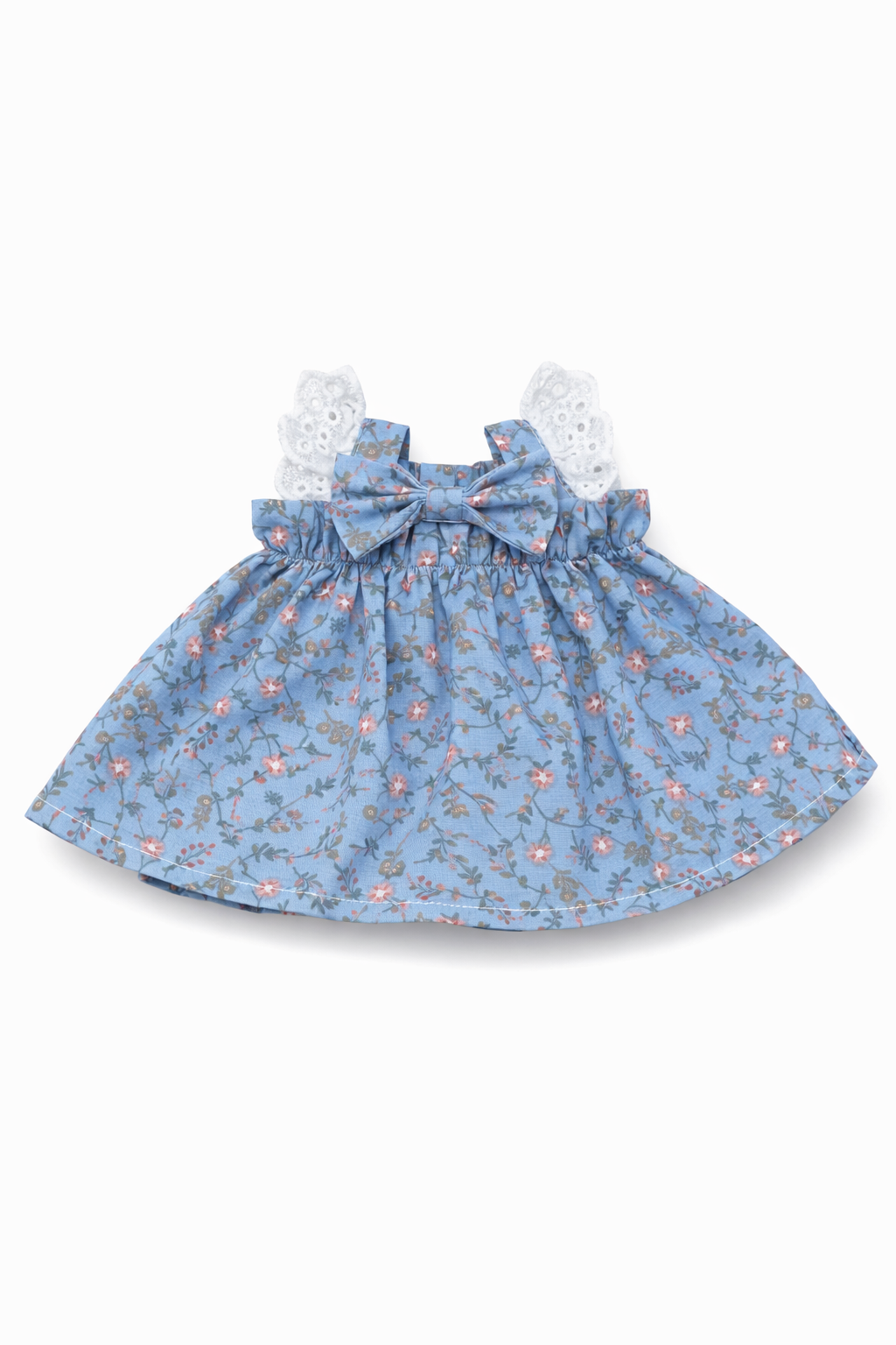 Blue/Pink Flutter Sleeve Dress for Bartholomew Bear Plush – 10–22 Inch Outfit