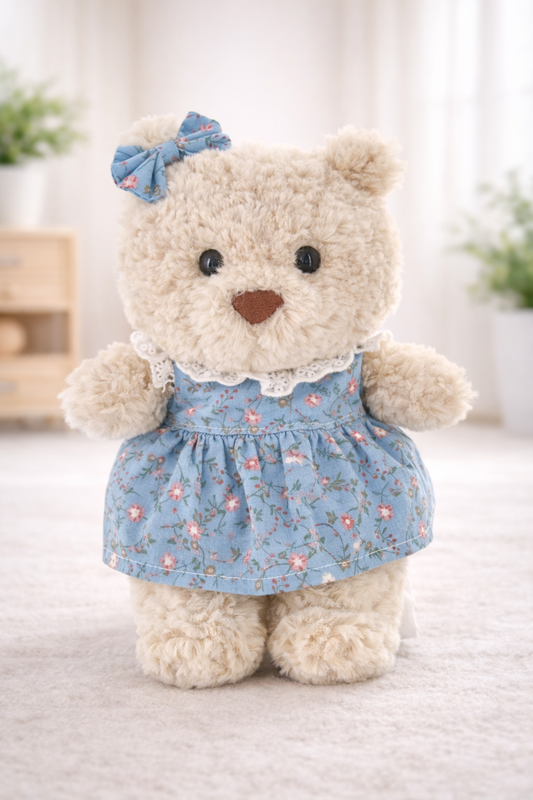 Blue Floral Dress for Bartholomew Bear Plush – Plush Outfit