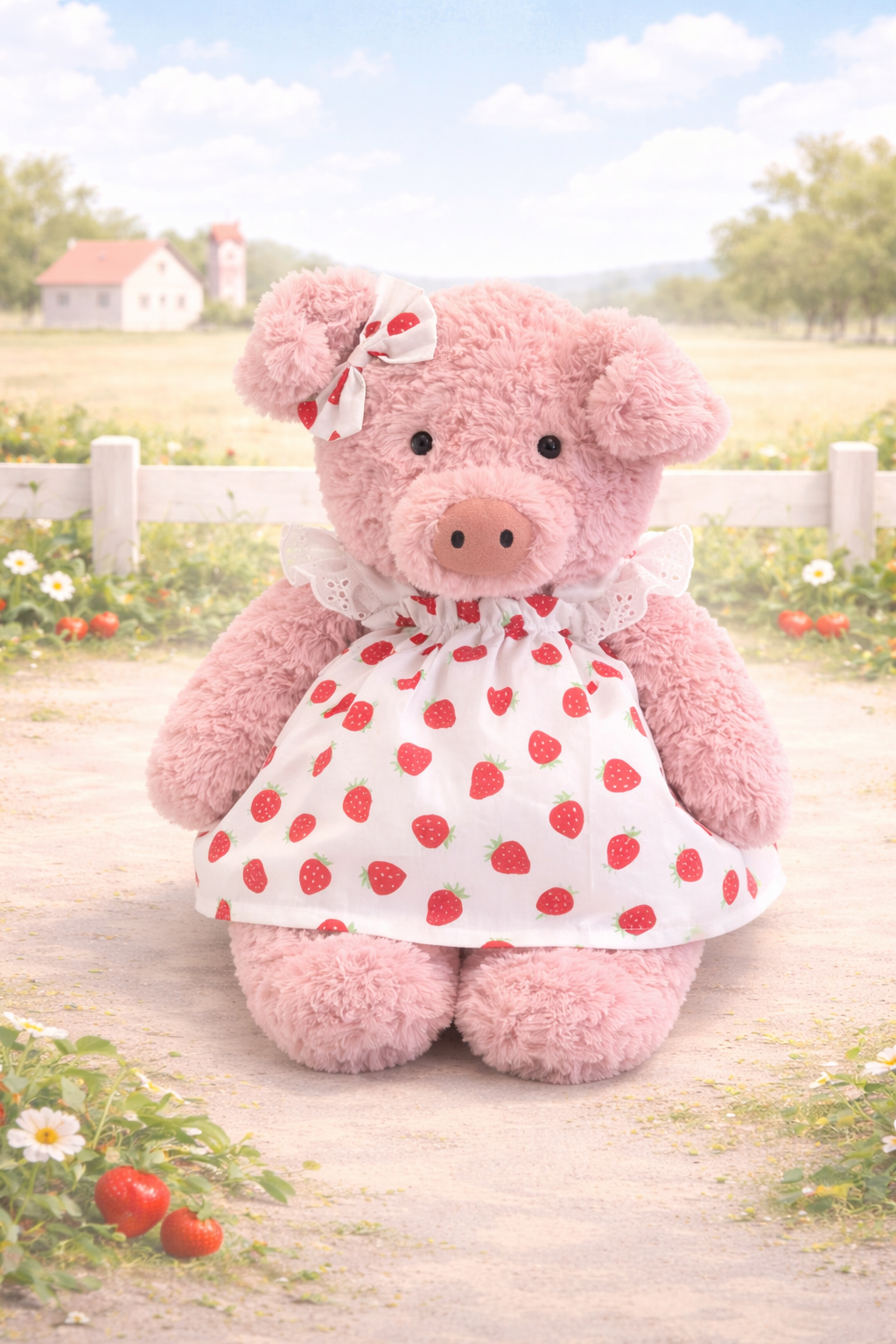 Red Strawberry Dress for Bartholomew Bear Plush – 10–22 Inch Outfit