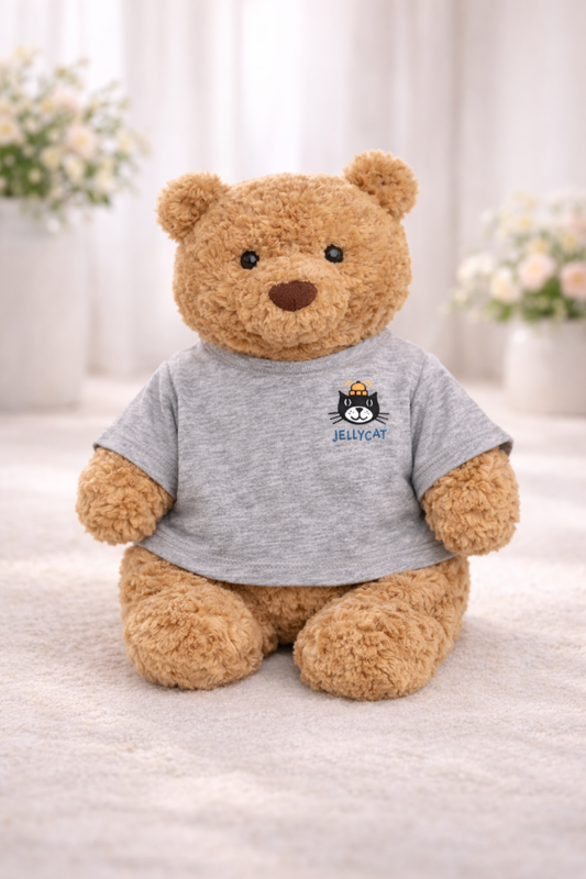 Grey Cat T-Shirts Costume for Bartholomew Bear Plush – 4–16 Inch Outfit