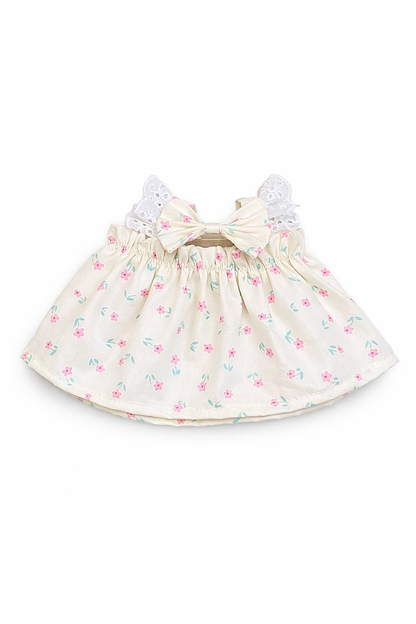 Yellow Floral Flutter Sleeve Dress for Bartholomew Bear Plush – 10–22 Inch Outfit