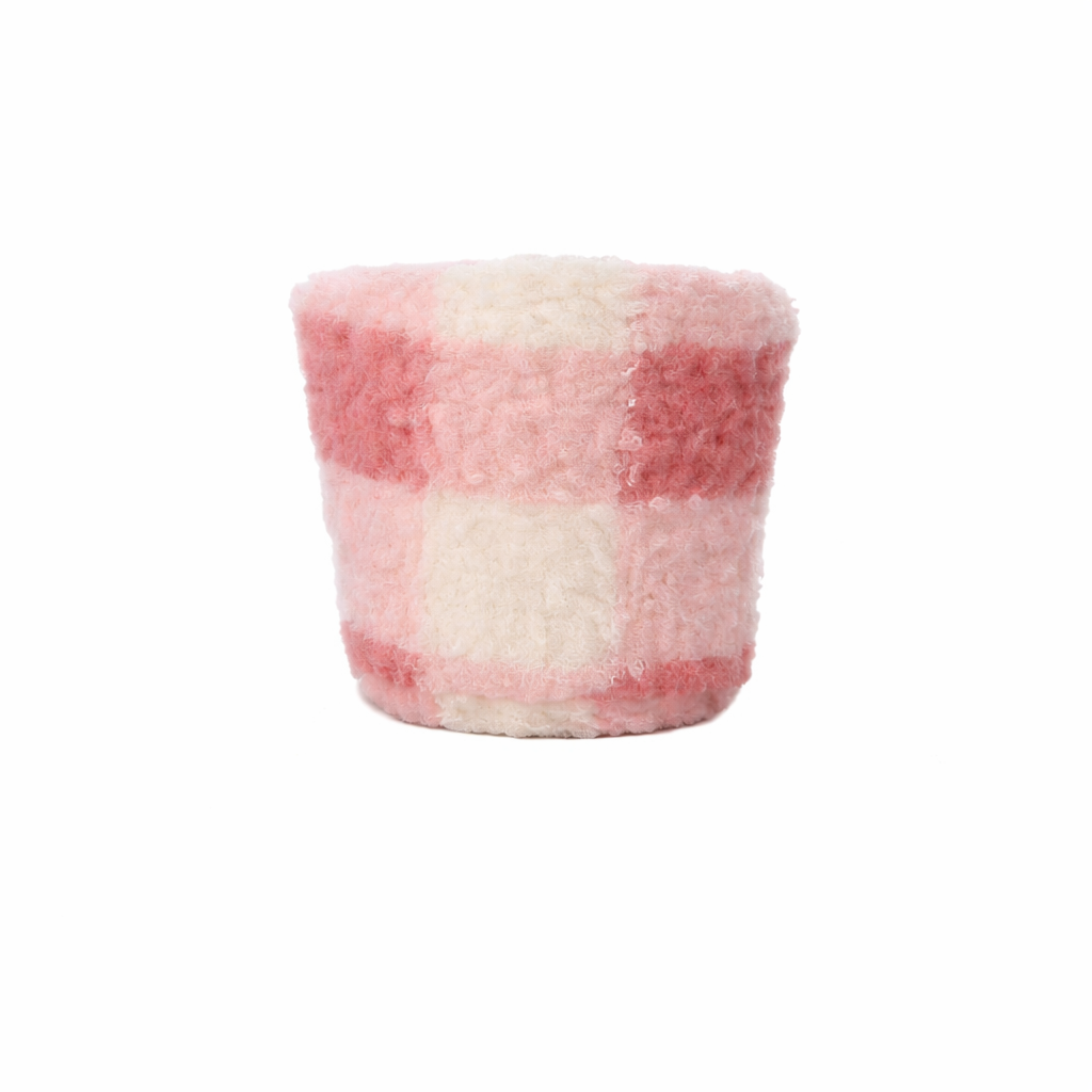 PlushWoods - Pink Plaid Felt Planter plush