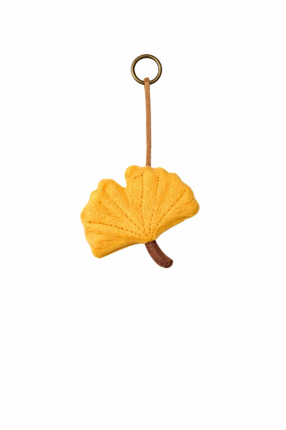 PlushWoods - Red Maple Leaf/Ginkgo Leaf plush bag charm keychain(built-in magnet)