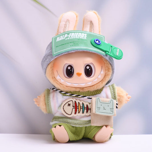 4inch bag charm cute custom clothes outfits - Green fish hoodie set - 053155