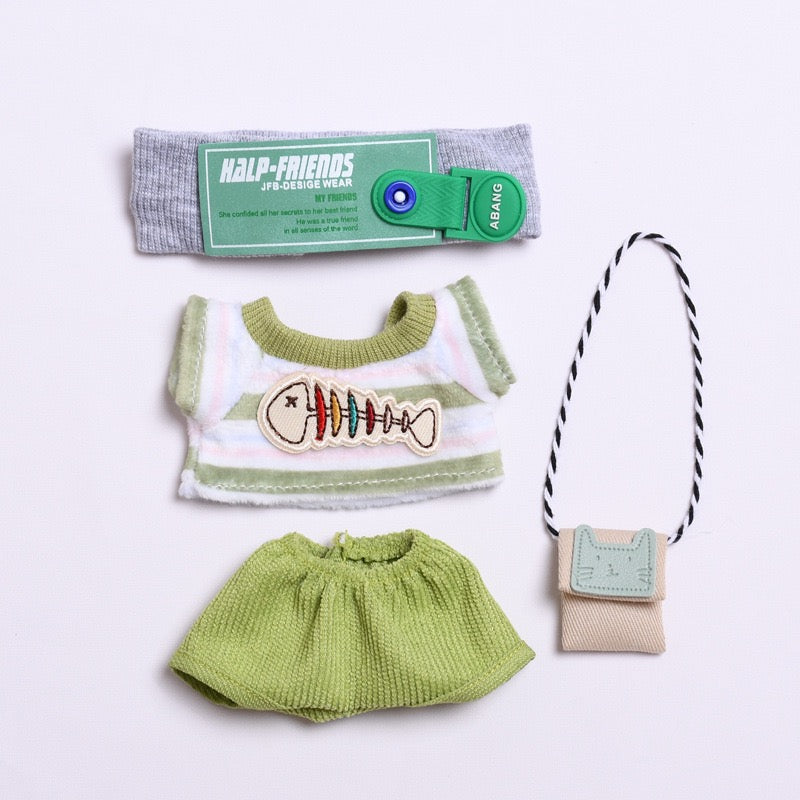4inch bag charm cute custom clothes outfits - Green fish hoodie set - 053155