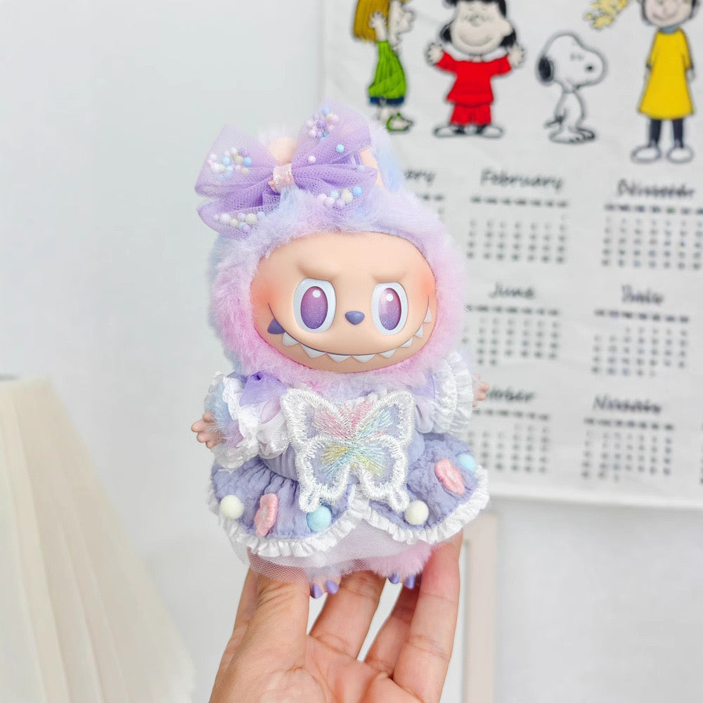 4inch bag charm cute custom clothes outfits - purple butterfly dress - 053156