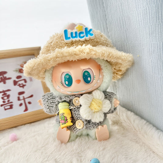 4inch bag charm cute custom clothes outfits - grey sweater with hat and bottle bag - 053158