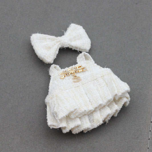 4inch bag charm cute custom clothes outfits - White logo dress - 053146