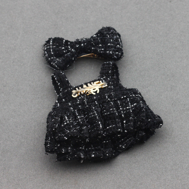 4inch bag charm cute custom clothes outfits - Black logo dress - 053147