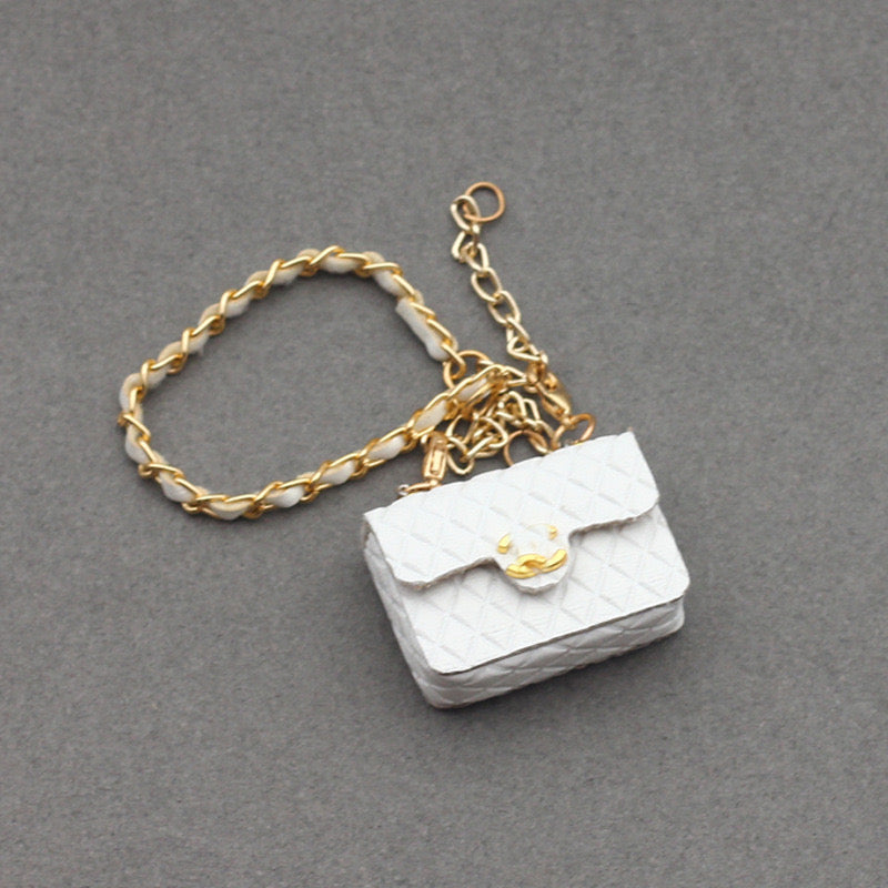 4inch bag charm cute custom bags - White flap CC bags - 0623B80