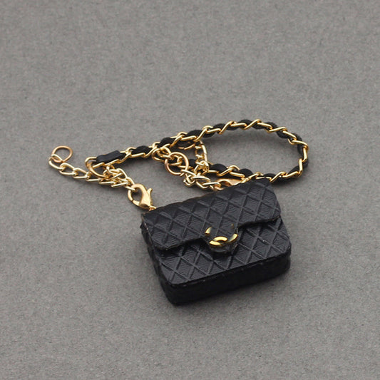 4inch bag charm cute custom bags - Black flap CC bags - 0623B82