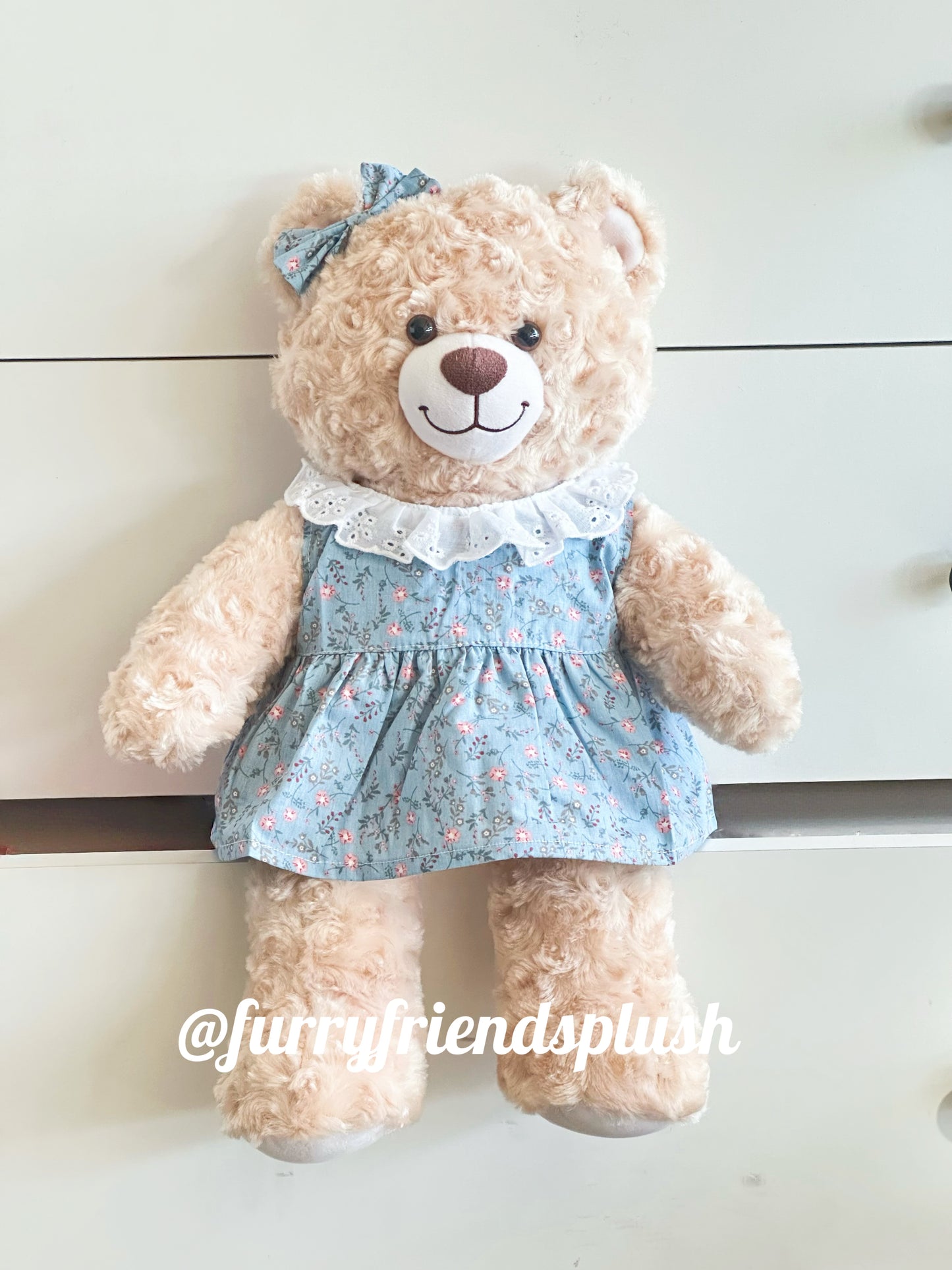 Build-A-Bear Standard plush clothing outfits - blue floral dress - FX20