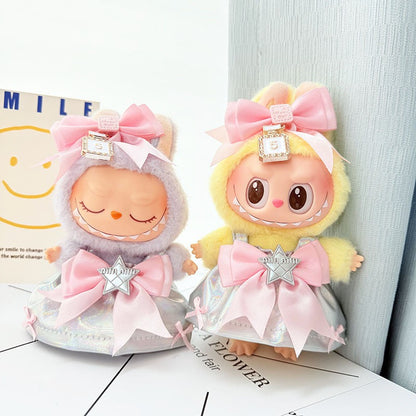 4inch bag charm cute custom clothes outfits - silver dress - 041804