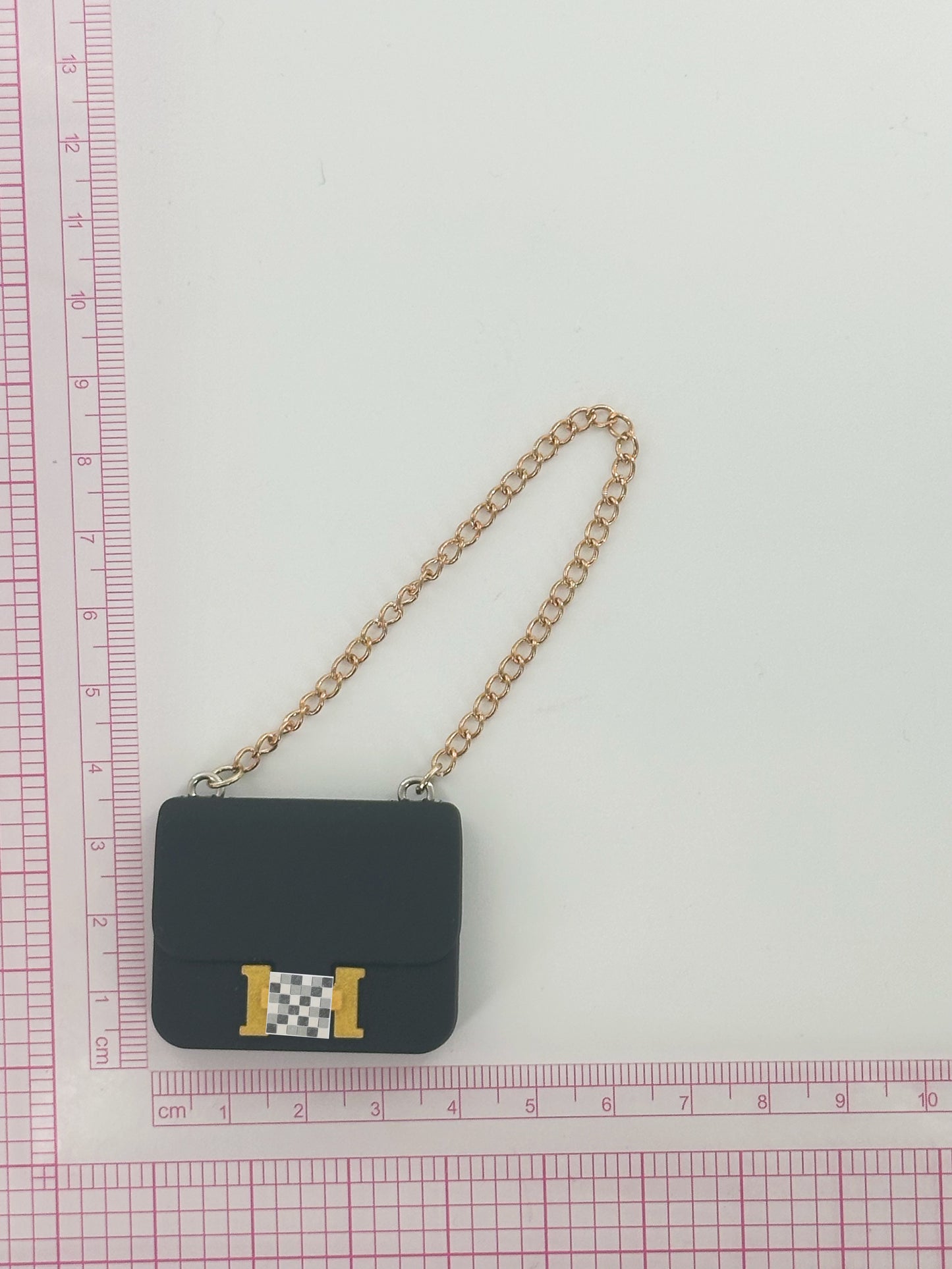 4inch bag charm cute custom bags -  black luxury H logo bag - 0531B04
