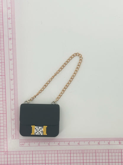 4inch bag charm cute custom bags -  black luxury H logo bag - 0531B04