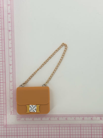 4inch bag charm cute custom bags -  light brown luxury H logo bag - 0531B01