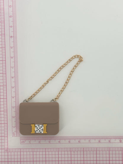 4inch bag charm cute custom bags -  dark brown luxury H logo bag - 0531B02
