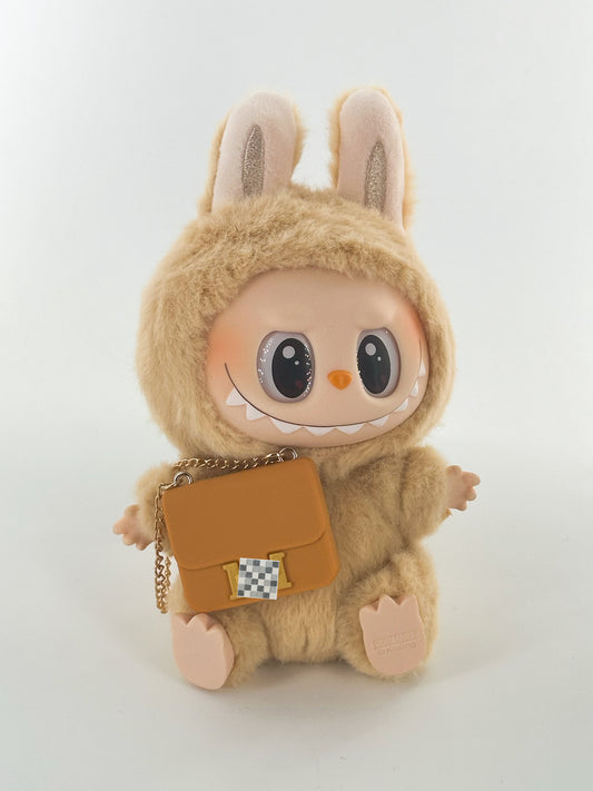 4inch bag charm cute custom bags -  light brown luxury H logo bag - 0531B01