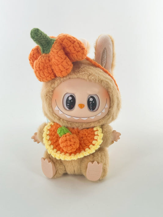 4inch bag charm cute custom clothes outfits - pumpkin hat and bibs - 053151