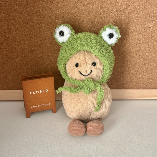 3inch jellycat amusable peanut/small peanut penguin hat - green frog - AP18