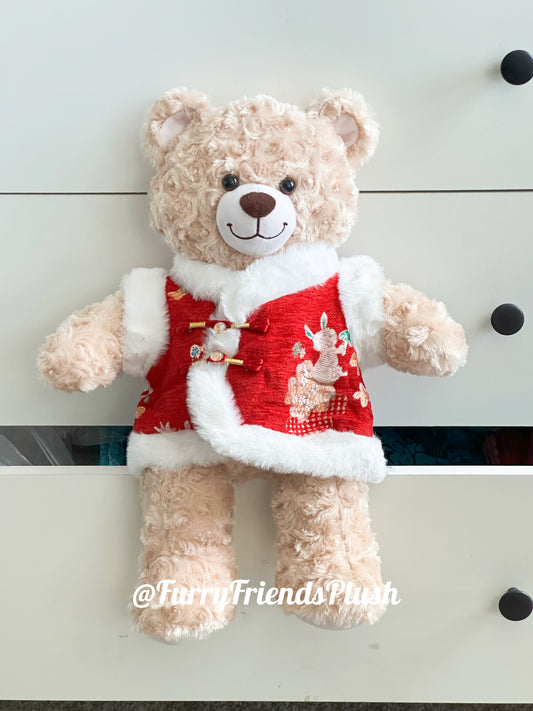 Build-A-Bear Standard plush clothing outfits - Red Chinese traditional style vest