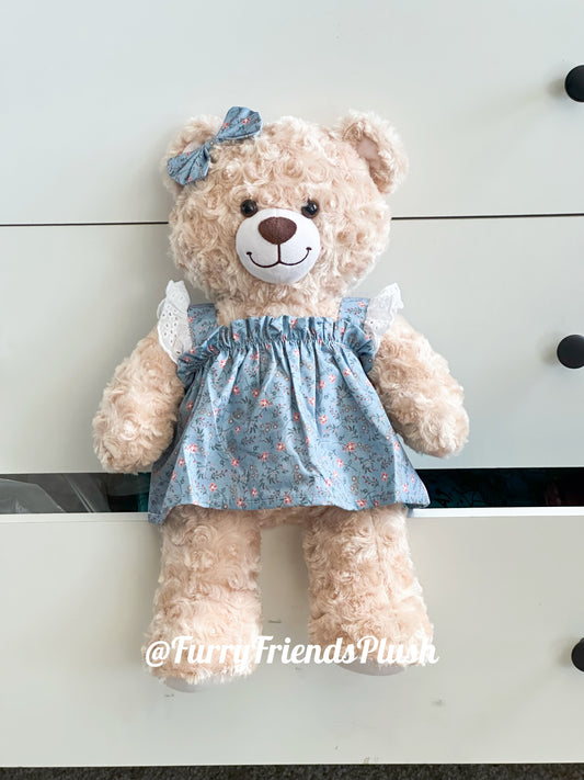 Build-A-Bear Standard plush clothing outfits - blue floral dress