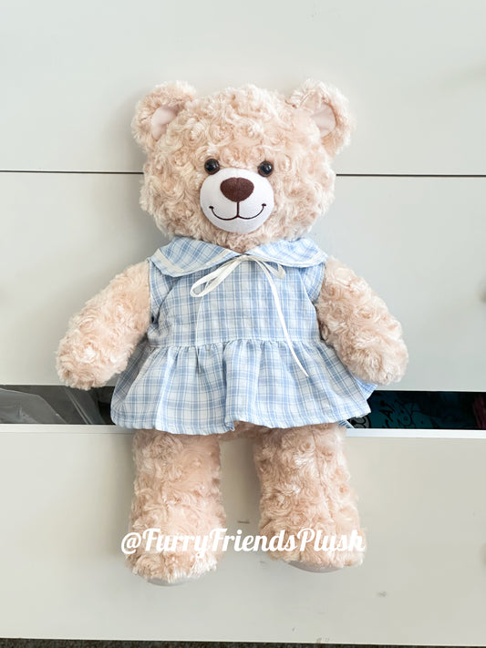 Build-A-Bear Standard plush clothing outfits - blue plaid dress