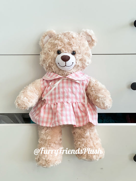 Build-A-Bear Standard plush clothing outfits - pink plaid dress