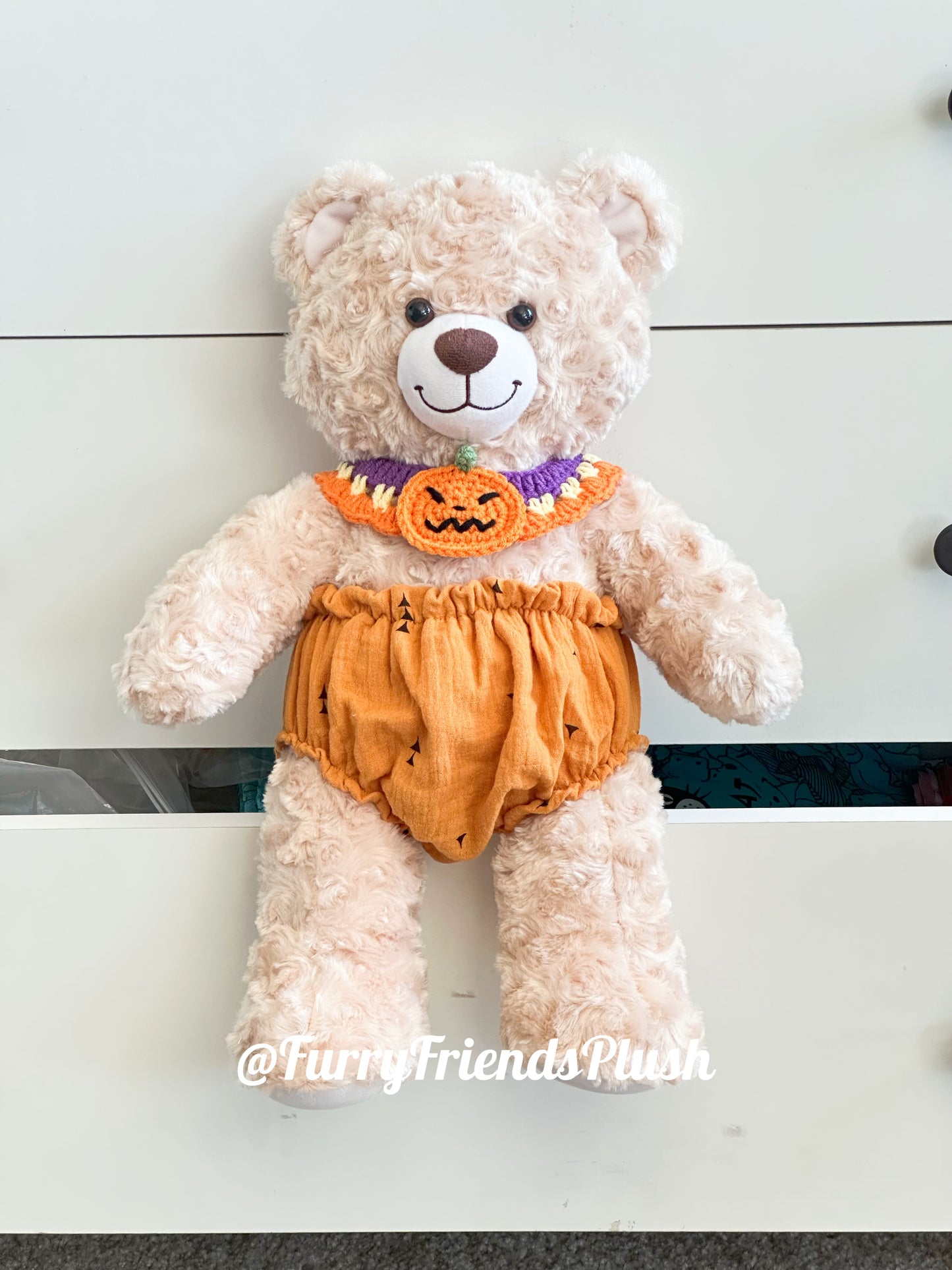 Build-A-Bear Standard plush clothing outfits - Halloween pumpkin pull-ups and bibs set